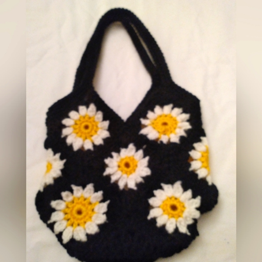 Handmade crochet Purse handbag with flower motif